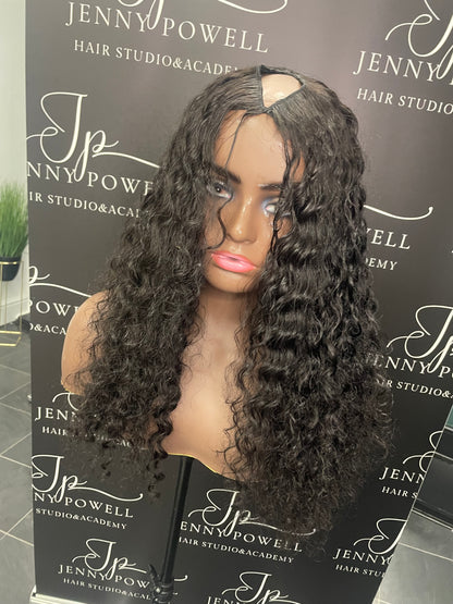 20 inch Curly V part wig unit